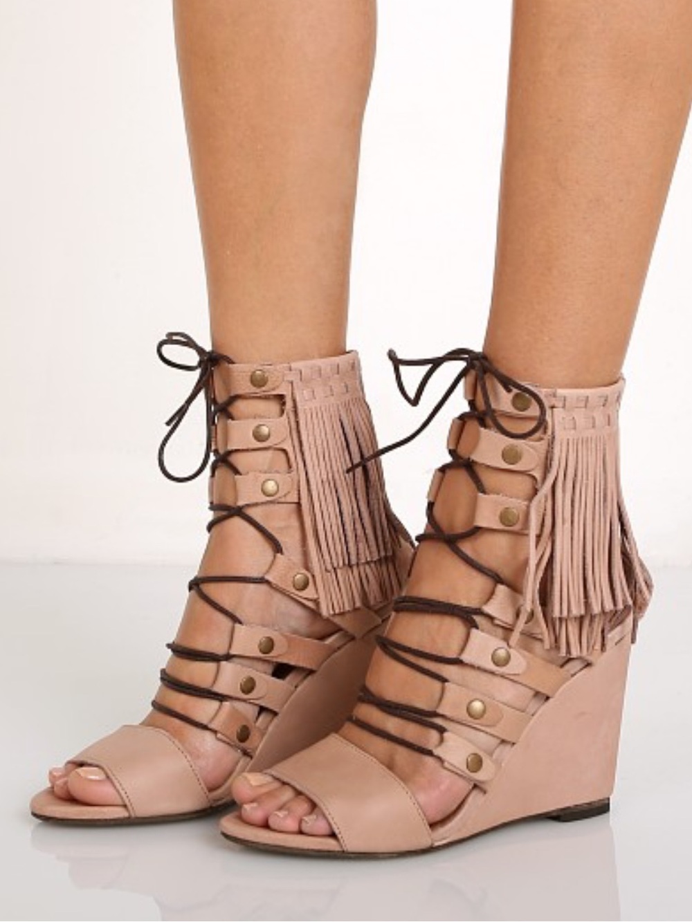 Free People Solstice Fringe Lace Up Corset Gladiator Sandals Size 39